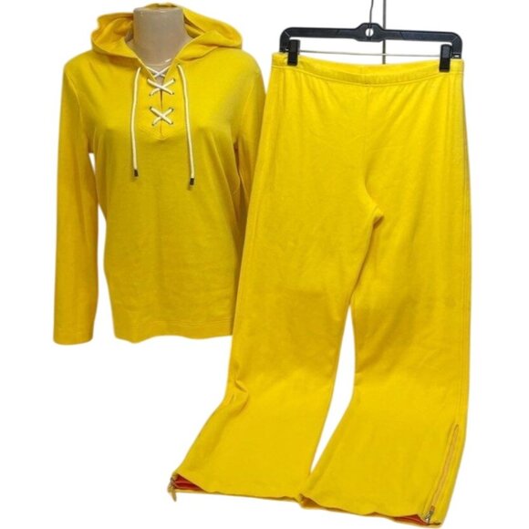 Rare NWT Escada Small 2-piece Yellow Hooded Sweats Set Austria Jogger Vacay 8799 - Picture 1 of 9